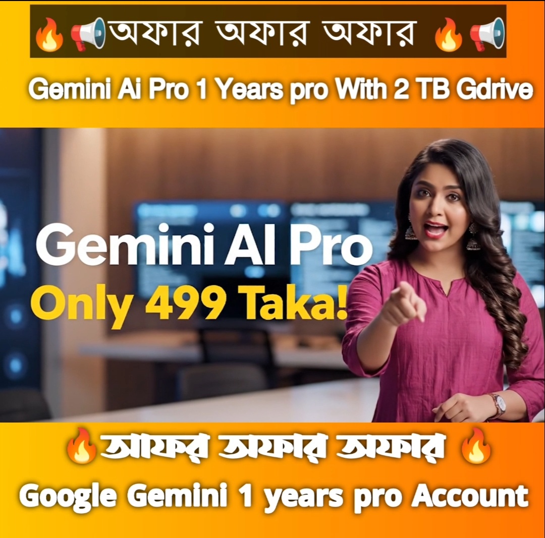 Gemini Pro 1 Year's 2 TB Storage & Canva Pro free